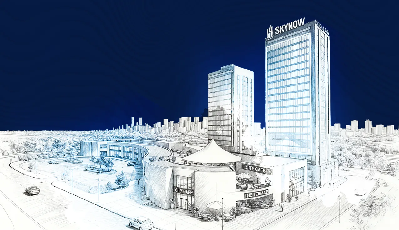 SkyNow Office mimari konsept çizimi
